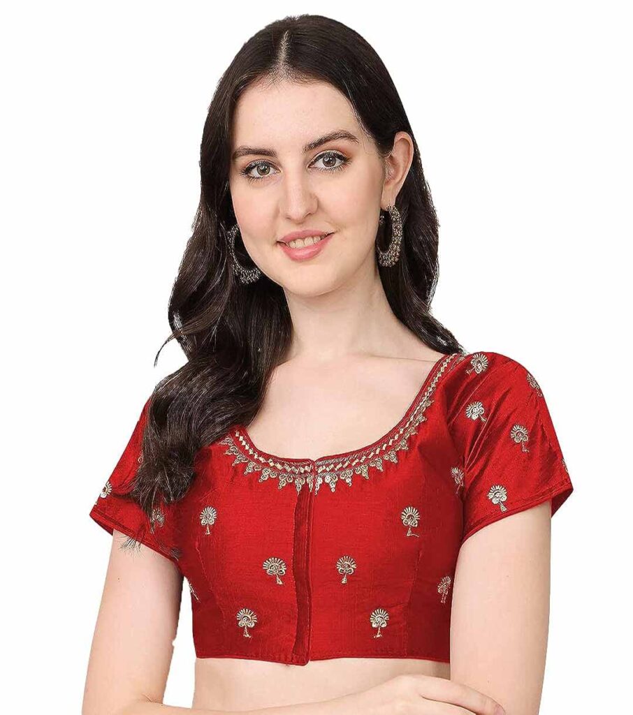 Phantom Silk Embroidery Short Sleeve Saree Blouse